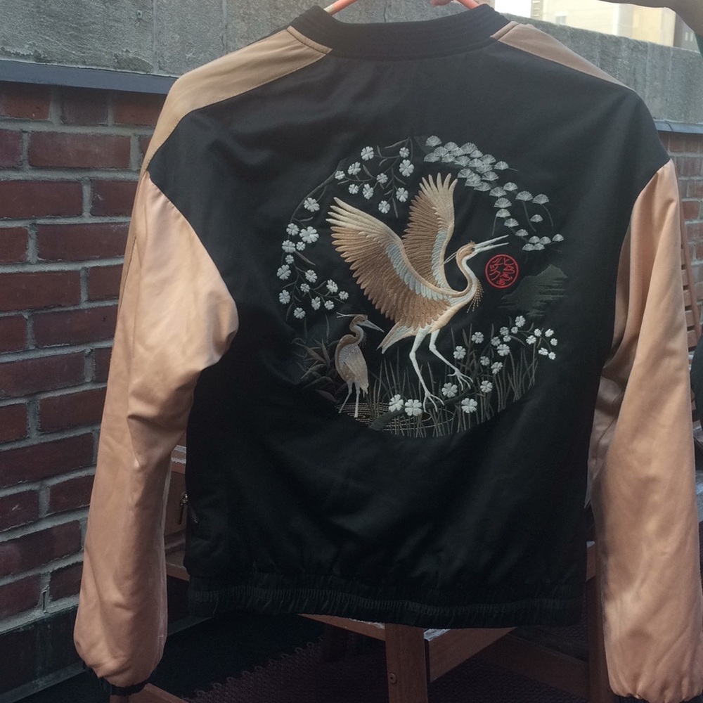 Zara bomber jacket with crane design!